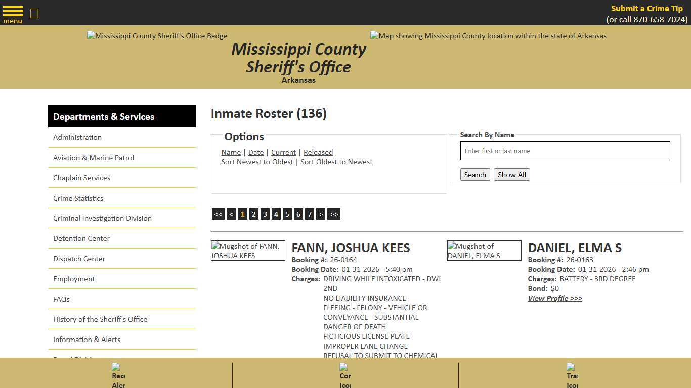 Inmate Roster - Current Inmates Booking Date Descending - Mississippi County AR Sheriff